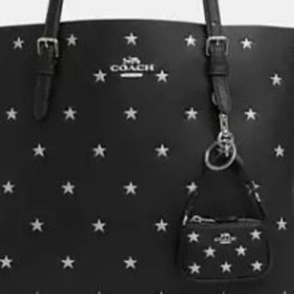 COACH Metallic Star Mini Nolita Bag Charm Key Ring in Black - Picture 4 of 4